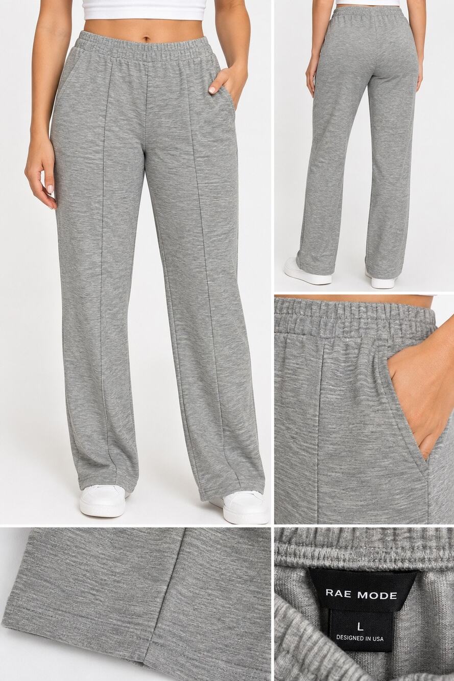 Rae Mode Heather Gray Relaxed Straight Leg Pants Size Large